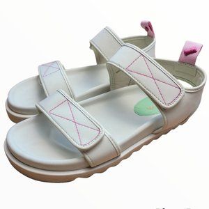 Larroude Malibu Sandals in White Revolve Flat Strap Womens Size 5.5